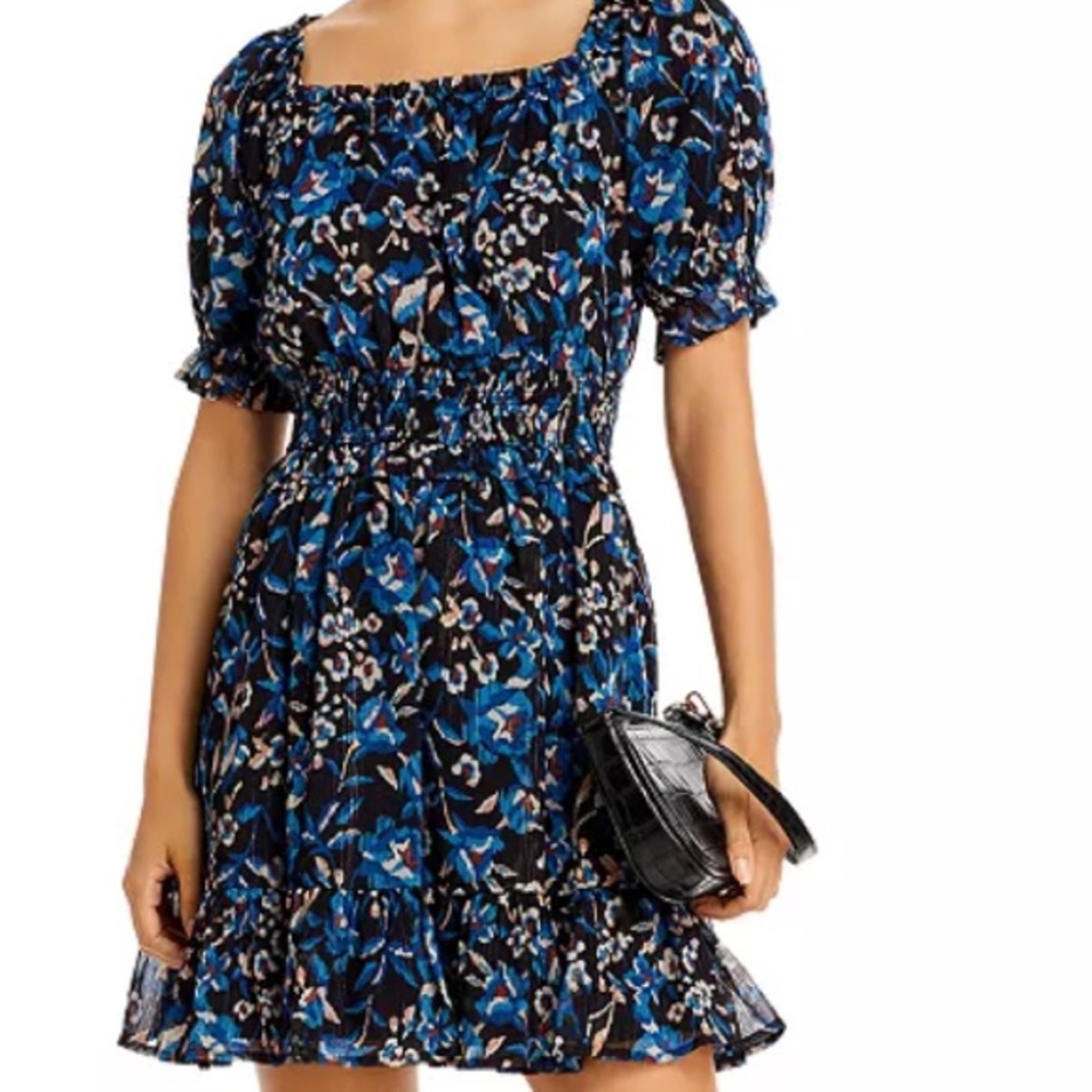 AQUA Floral Smocked Mini Dress